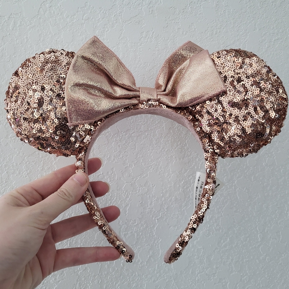 Disney Minnie Mouse Sequined Ear Headband for Adults – Rose Gold
